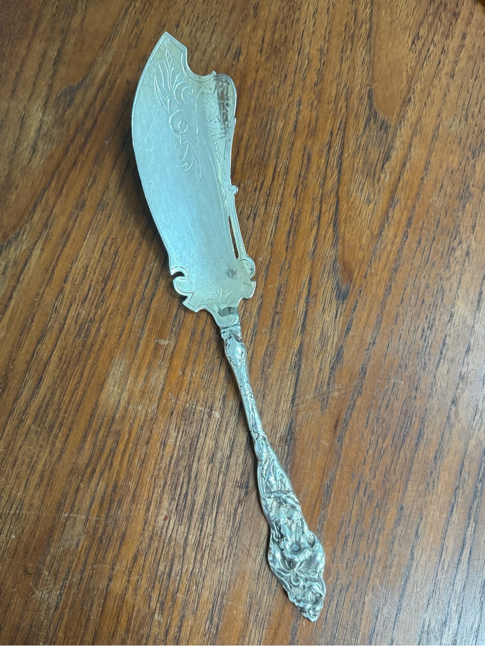 Sterling Silver Ornate Fish Server - Decorative Home Dining Serving Utensil